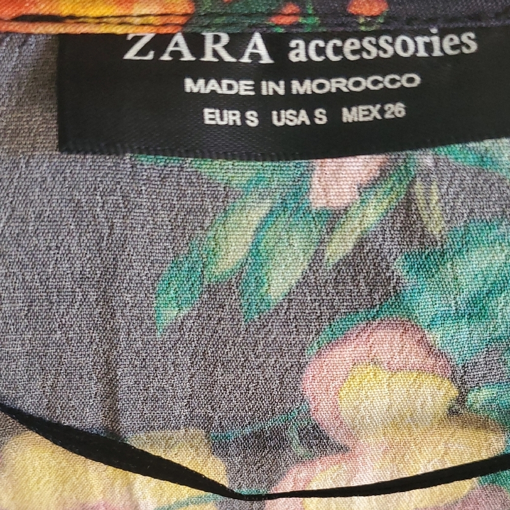 Zara Black Floral Wrap  Dress with Pink, Orange & Green Accents - Picture 13 of 13